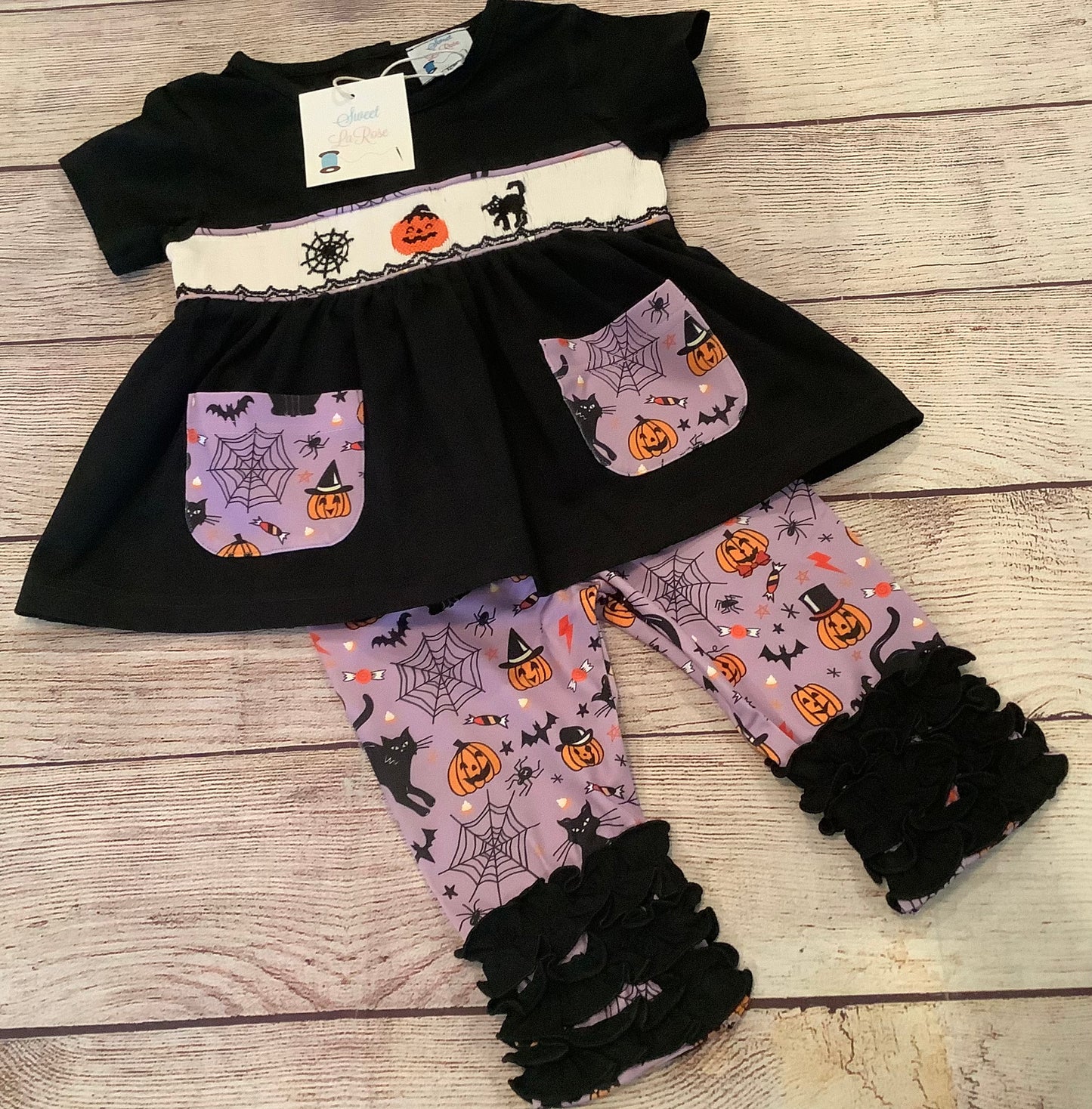 PURPLE / BLACK CAT PANT SET