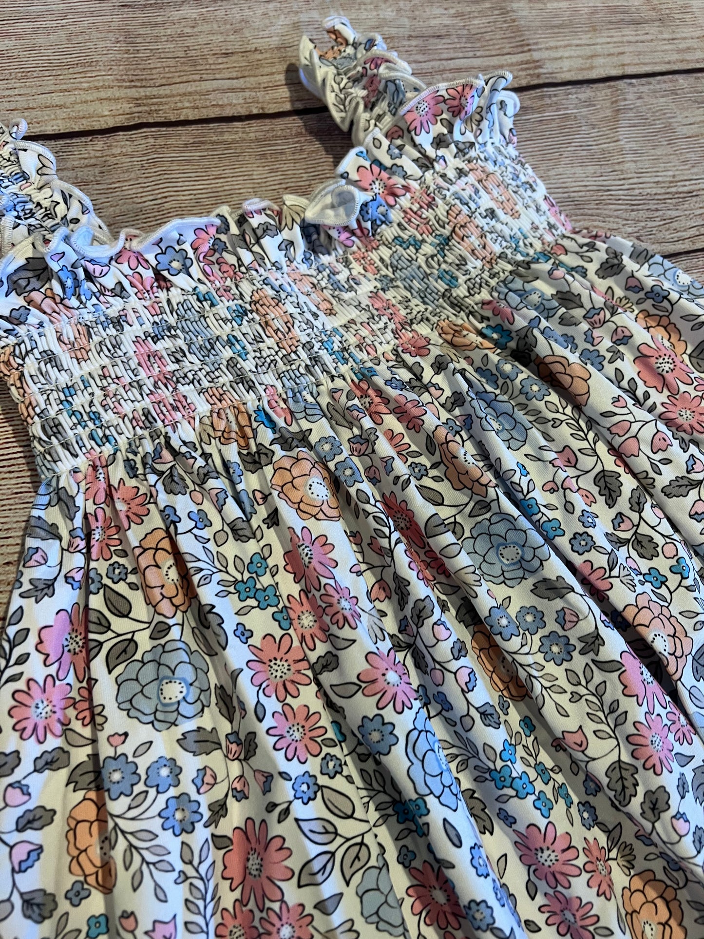 FLORAL SMOCK KNIT DRESS