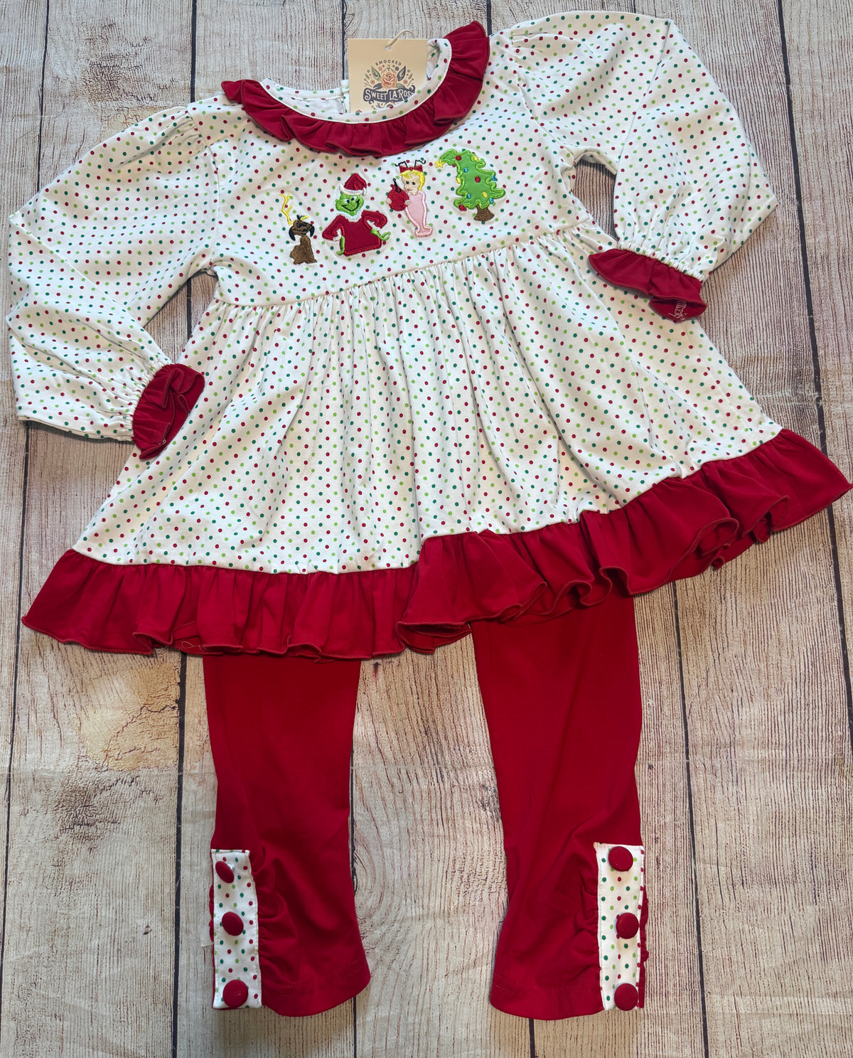 GRINCH APPLIQUE KNIT PANT SET