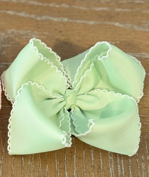 LIME WITH HOT PINK MOONSTITCH HAIRBOW (po212)
