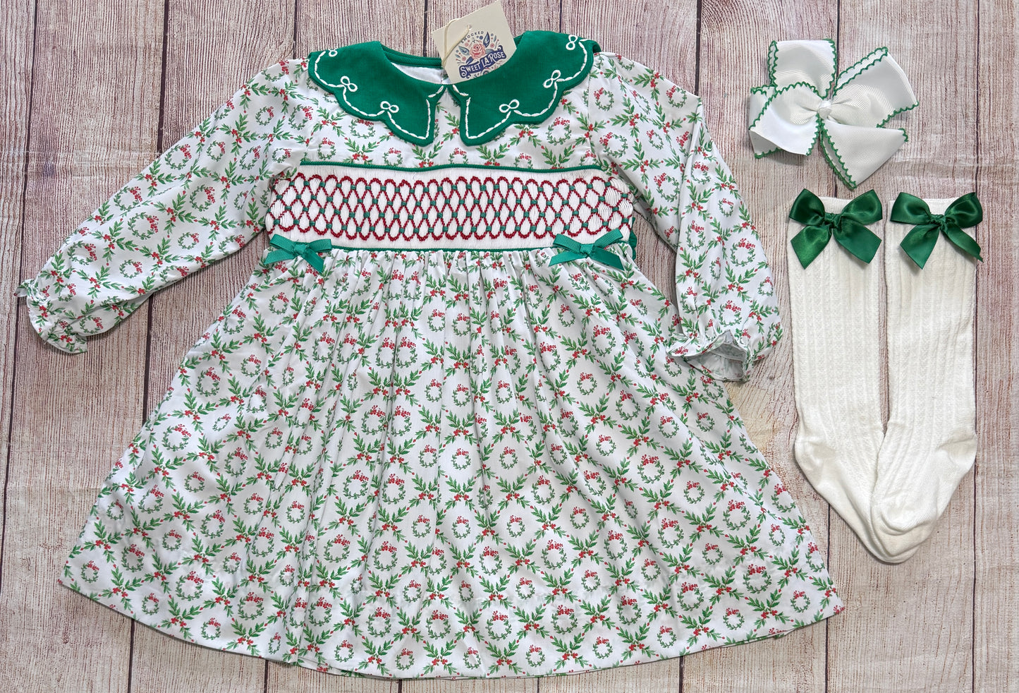 GREEN WREATH GEOMETRIC DRESS // ETA EARLY TO MID OCTOBER (po225)