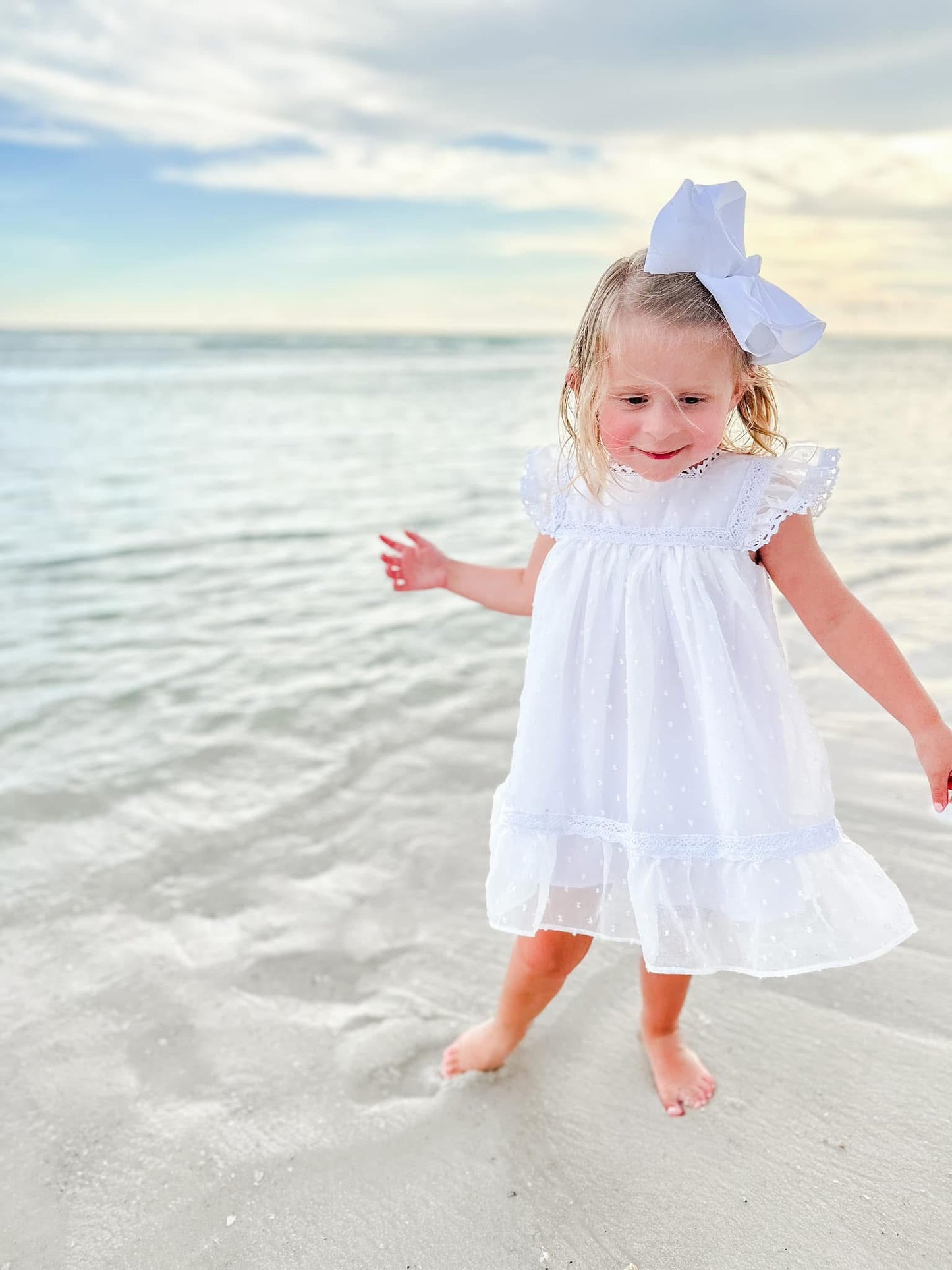 WHITE DOTTED SWISS DRESS (fully lined) .. (po191 extras)