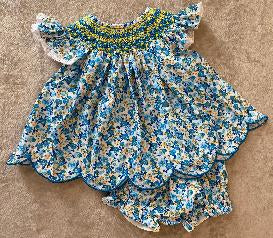 BLUE / YELLOW FLORAL BLOOMER SET // ETA FROM VENDOR MID TO LATE MAY (po218)