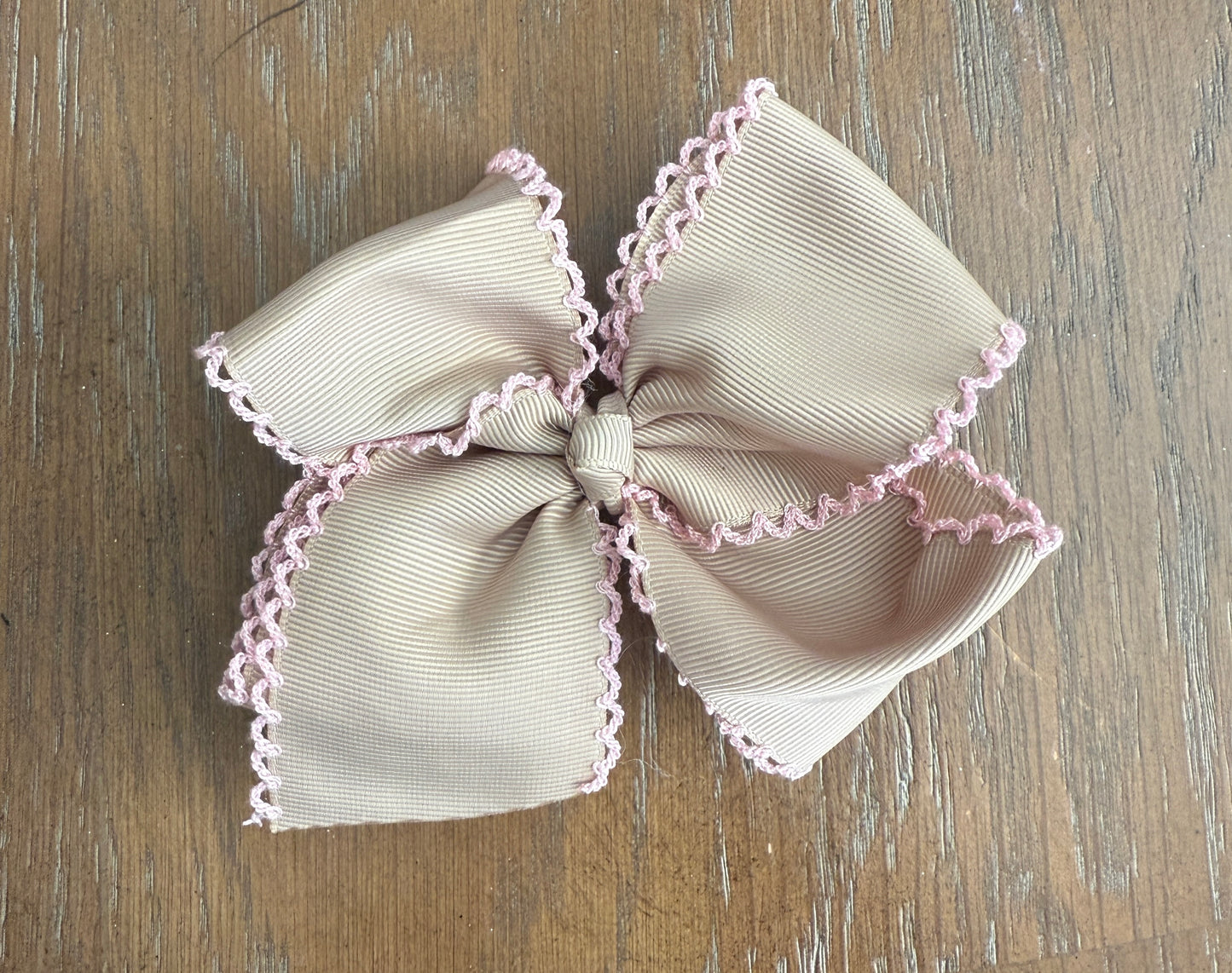 TAN w/ LIGHT PINK MOONSTITCH HAIRBOW (jogger#2)