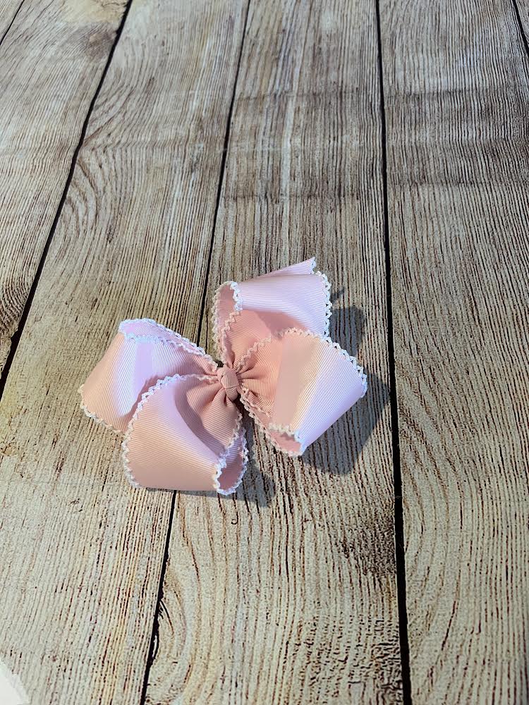 PINK w/ WHITE MOONSTITCH HAIRBOW (order 208)