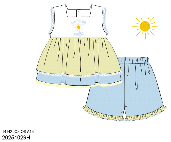 YOU ARE MY SUNSHINE SHORT SET (fully lined) (po212)