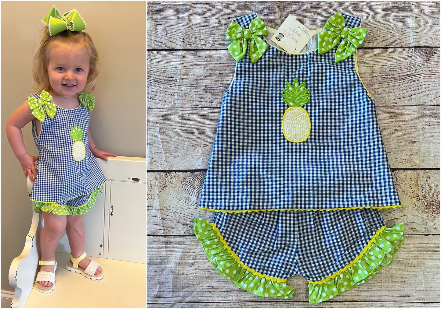 PINEAPPLE APPLIQUE SHORT SET