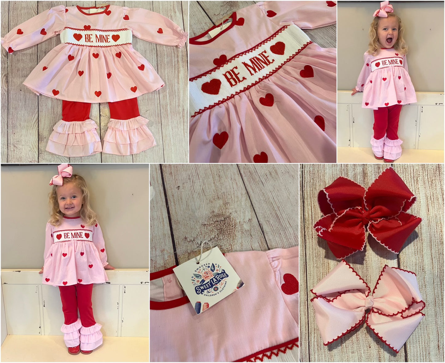 PINK / RED HEARTS "BE MINE" PANT SET w/ RUFFLES (ETA EARLY NOVEMBER)(po189 extras)