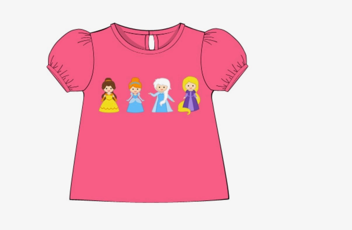 HOT PINK PRINCESS APPLIQUE KNIT SHIRT(po227)