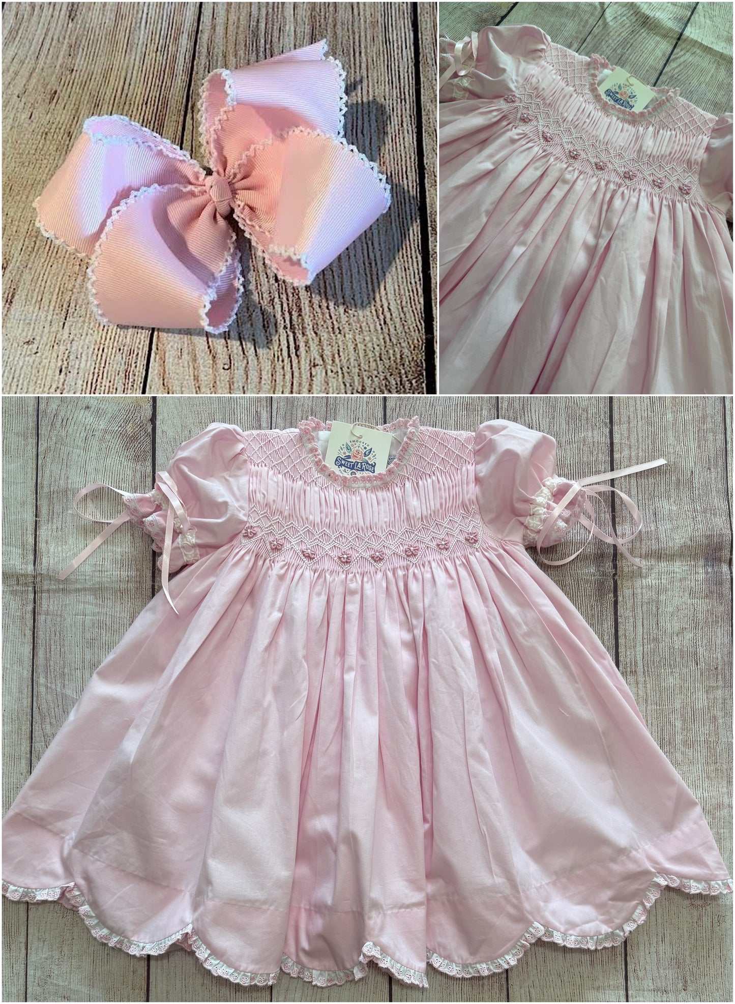 PINK SMOCKED BLOOMER SET w/ FLOWERS & RIBBONS // ETA MID APRIL // (po215)