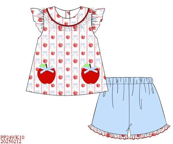 APPLE POCKET KNIT SHORT SET // ESTIMATED TO SHIP FROM THE VENDOR LATE MAY to EARLY JUNE (school)