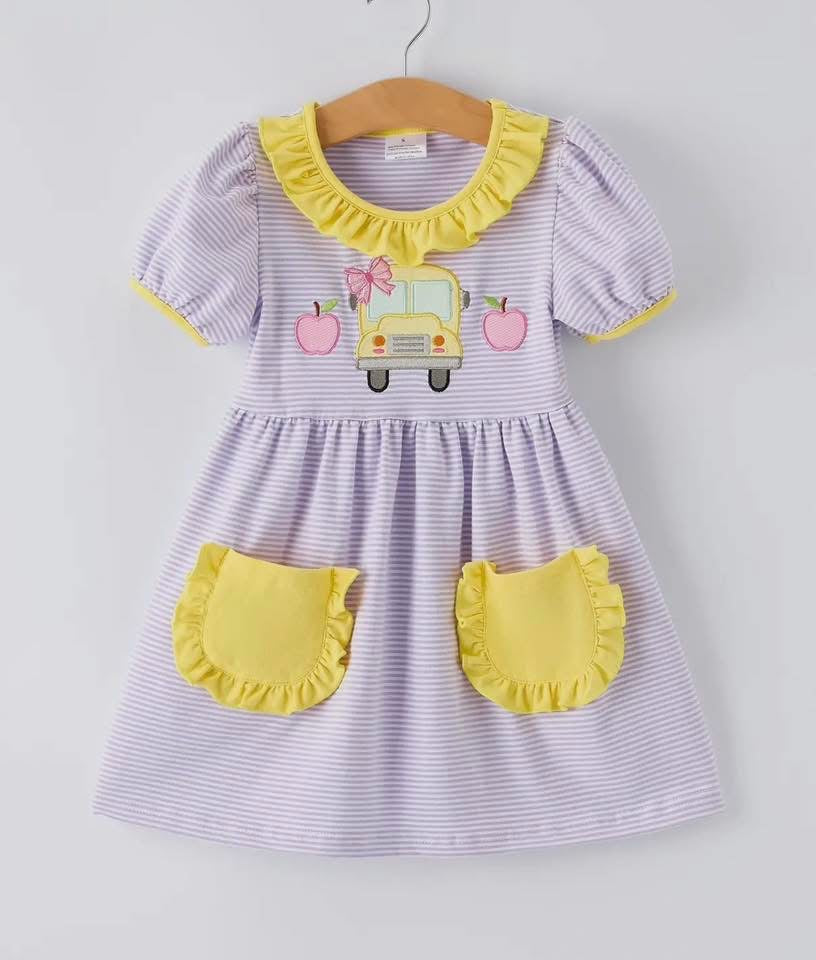 LAVENDER & YELLOW SCHOOL BUS KNIT DRESS // ETA LATE APRIL TO EARLY MAY (backtoschool)