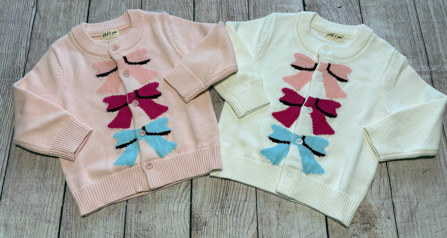 WHITE BOW CARDIGAN SWEATER (#5)