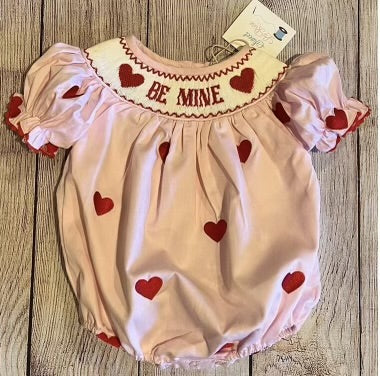 PINK w/ RED EMBROIDERED HEARTS ( ❤️ ME MINE ❤️ ) BUBBLE (fully lined) (IN STOCK & READY TO SHIP) (PO180A)