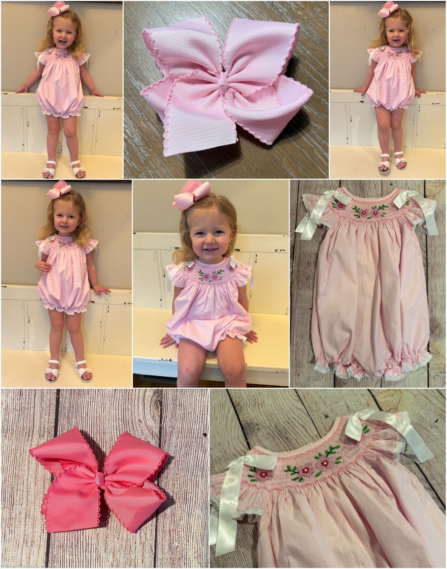 PINK FLORAL HAND EMBROIDERED BUBBLE w/ SATIN RIBBONS (ETA LATE JAN / EARLY FEB) (po193 extras)