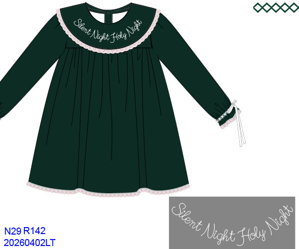 GREEN VELVET SILENT NIGHT HOLY NIGHT DRESS w/ LACE // ETA LATE AUGUST (po224)