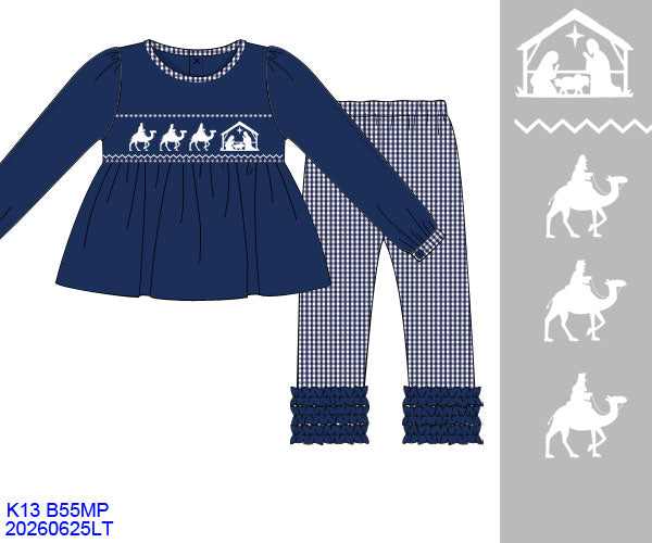 HAND SMOCKED NAVY NATIVITY PANT SET // ETA EARLY TO MID OCTOBER (po225)