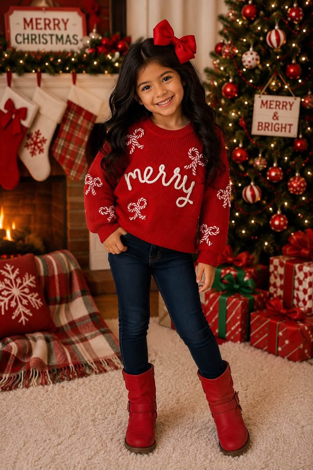 RED MERRY CANDY CANE PULLOVER SWEATER // ETA LATE AUGUST TO EARLY SEPT (PJS)