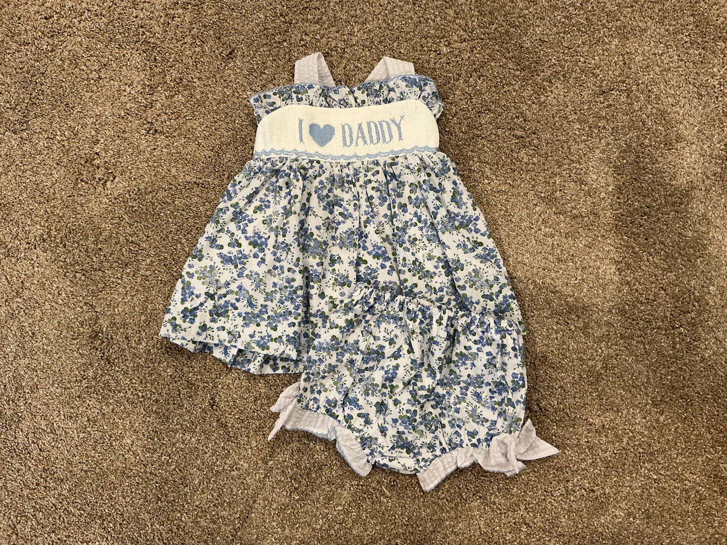 BLUE FLORAL DADDY’S GIRL BLOOMER SET (FULLY LINED)
