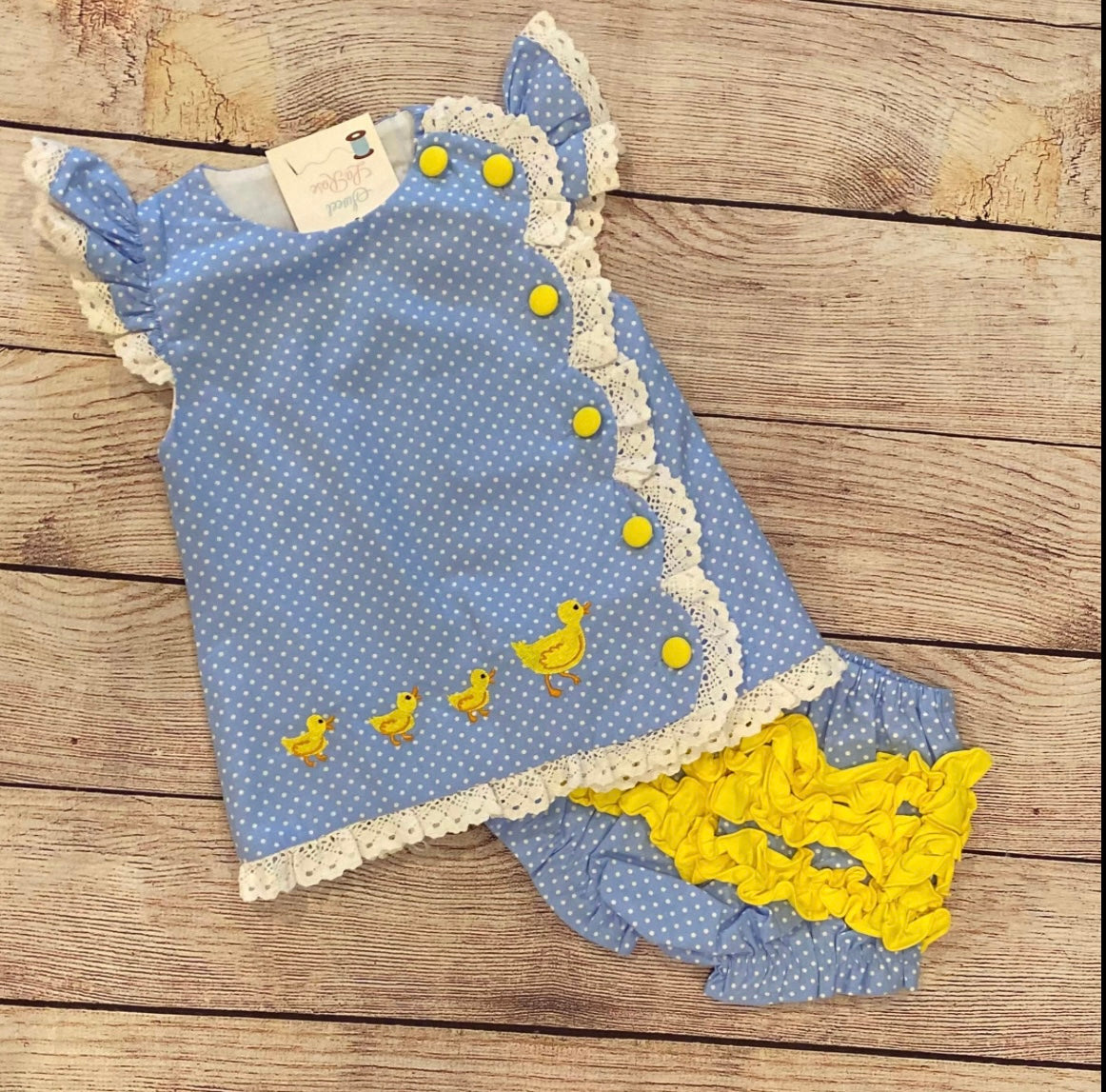 BLUE DOT / YELLOW DUCK BLOOMER SET