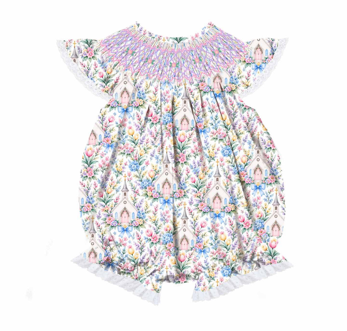 FLORAL CHAPEL GEOMETRIC BUBBLE w LACE (birthday)