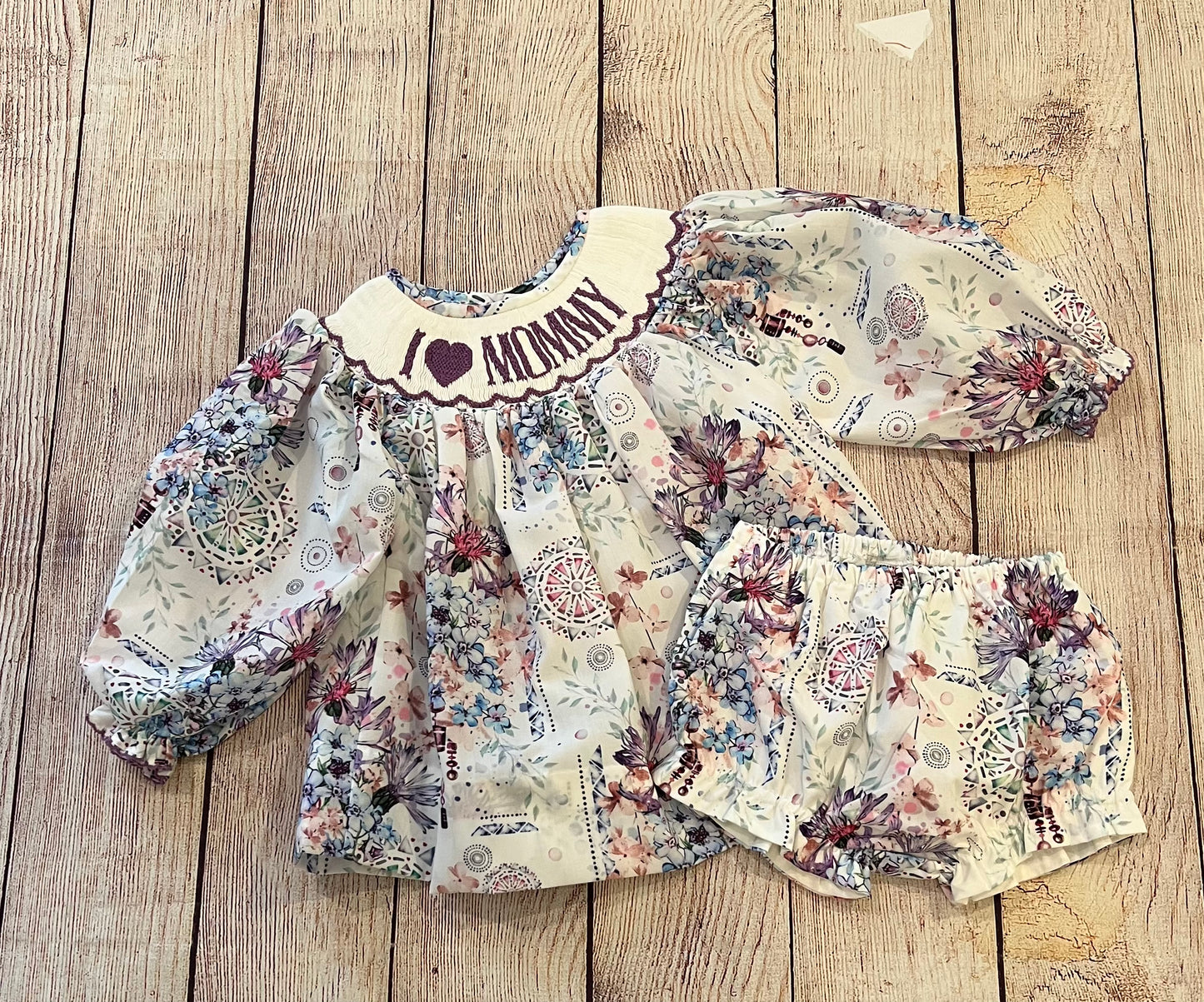 PURPLE FLORAL ( I 💜 MOMMY ) BLOOMER SET