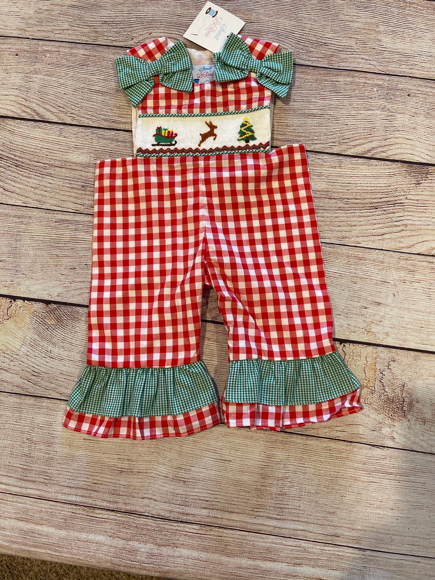 RED CHECK RUFFLE ROMPER