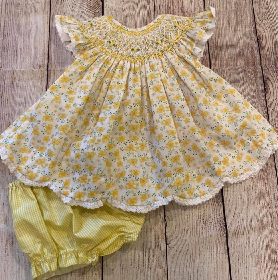 YELLOW FLORAL BLOOMER SET