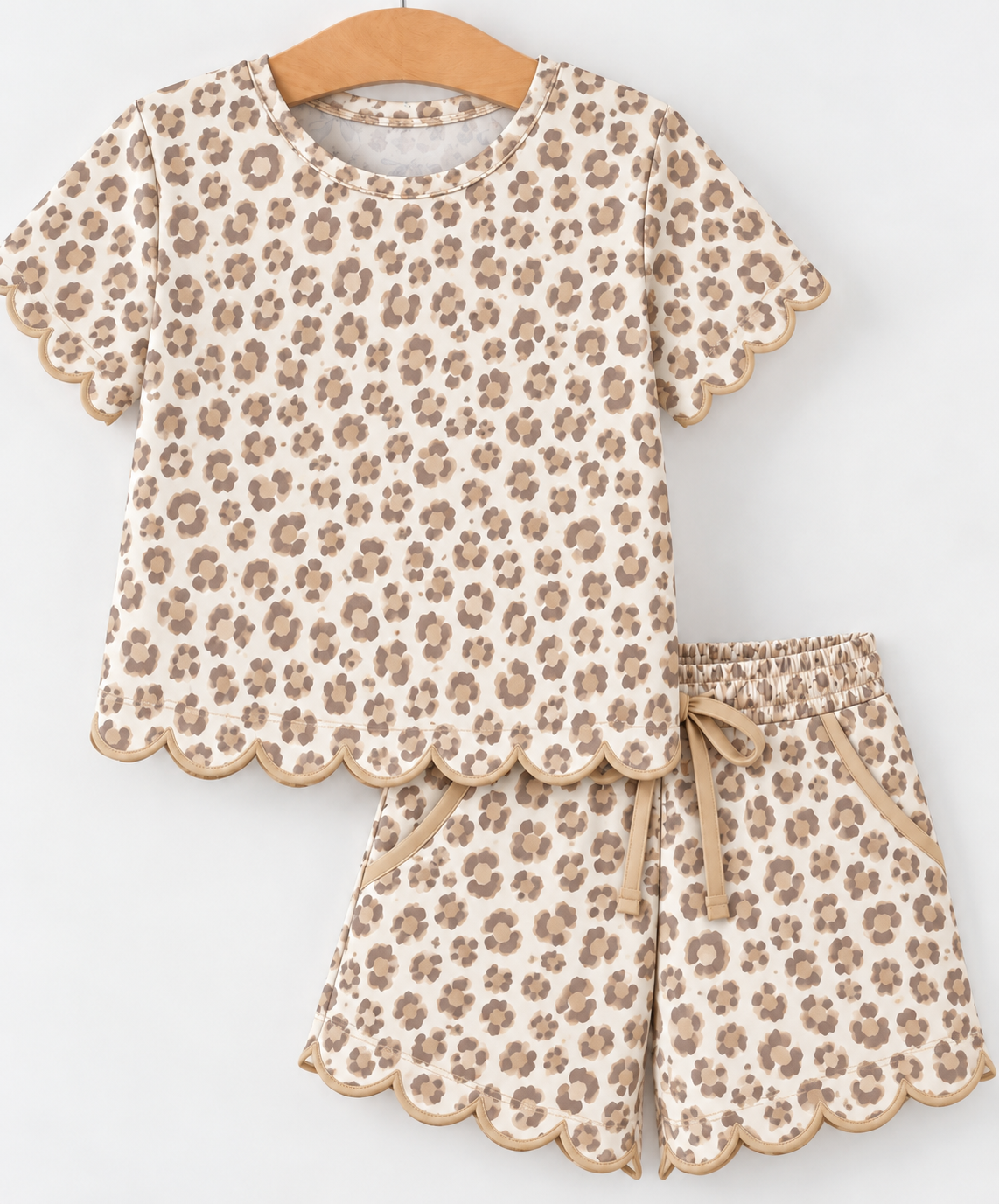 CHEETAH SCALLOPED KNIT SHORT SET (scallop)