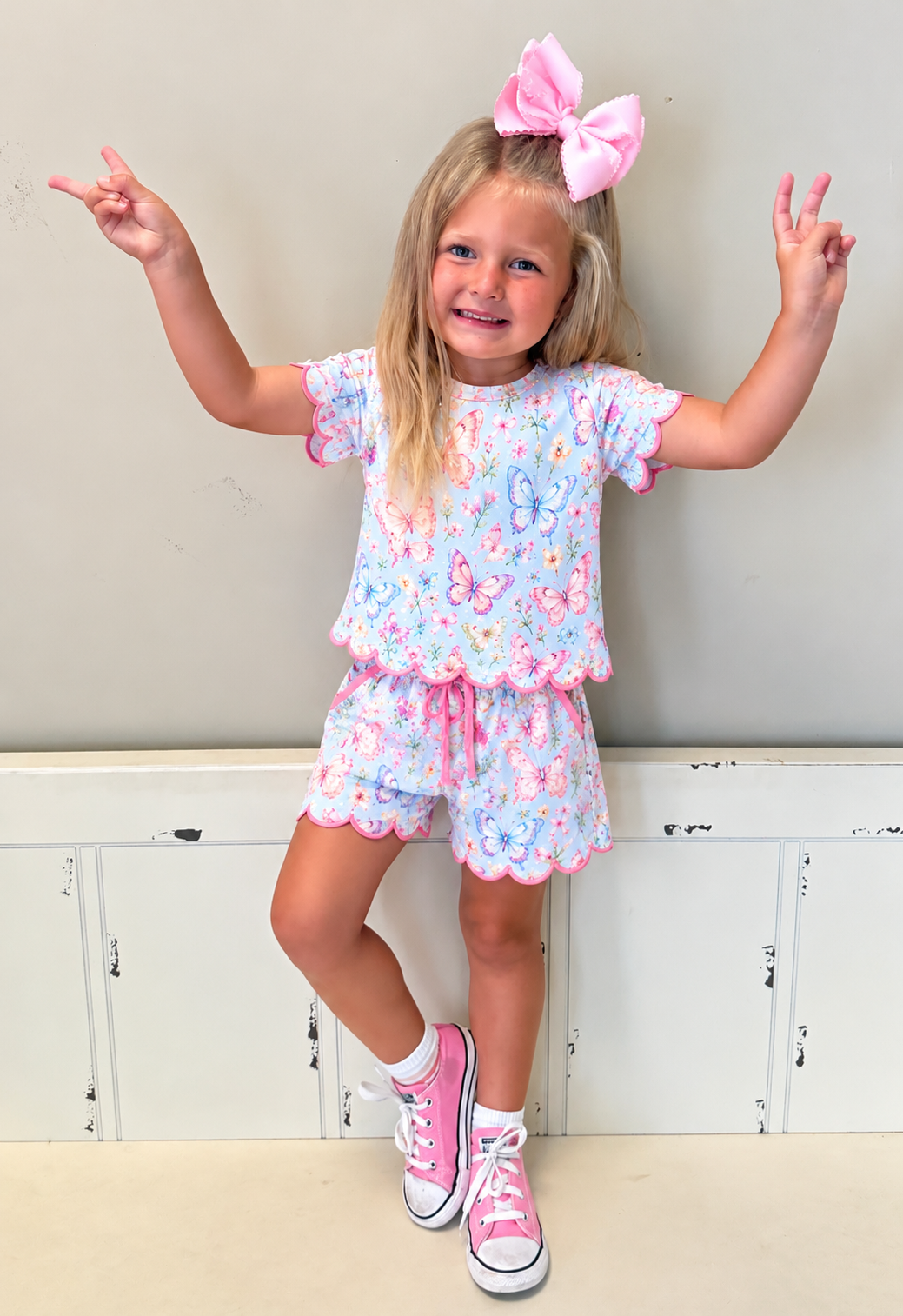 BUTTERFLY SCALLOPED KNIT SHORT SET (scallop)