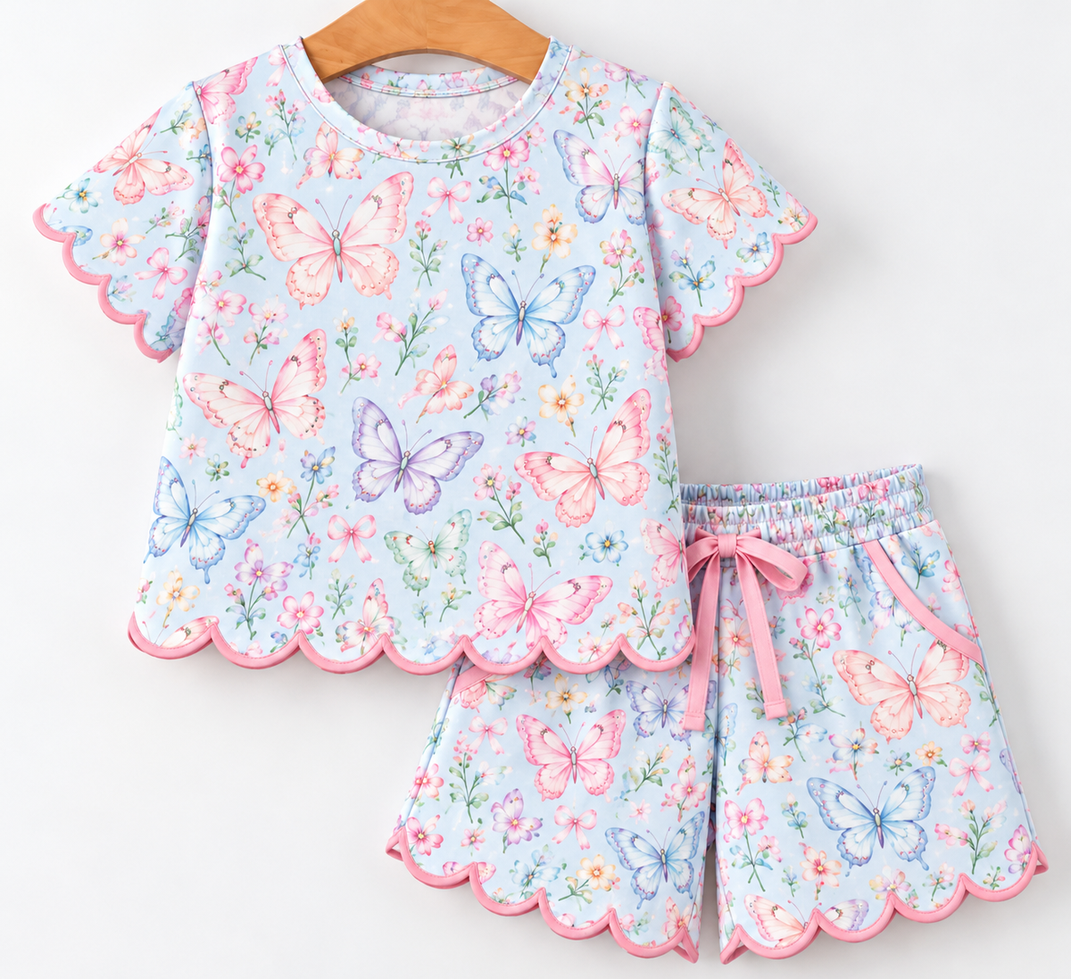 BUTTERFLY SCALLOPED KNIT SHORT SET (scallop)