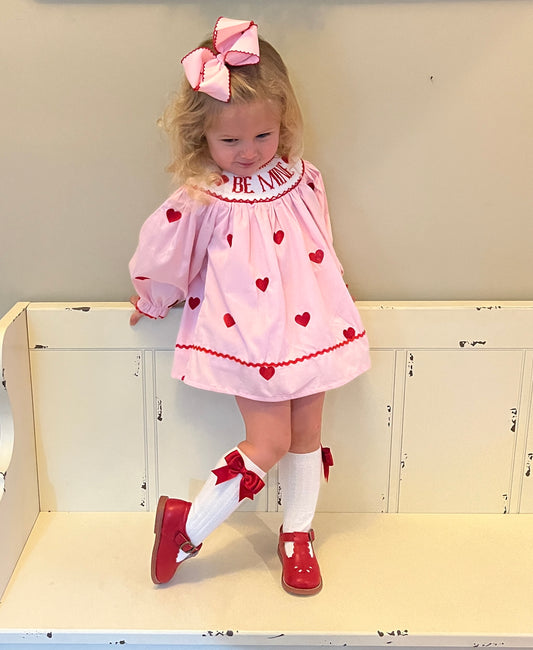 PINK w/ RED HEARTS LONG SLEEVE BLOOMER SET (po210)