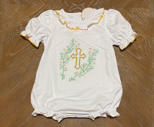 EASTER CROSS EMBROIDERY GIRL BUBBLE