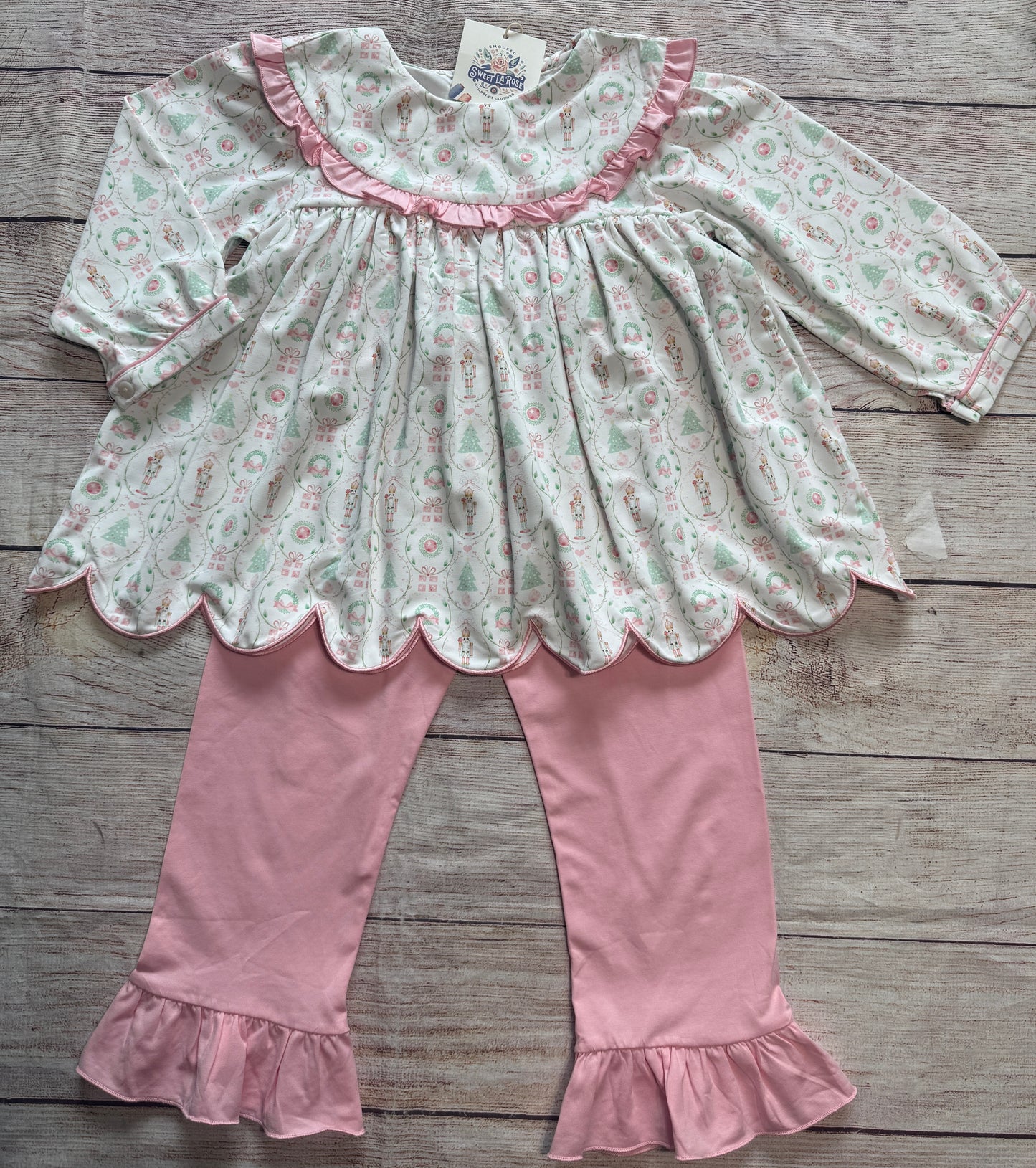 PINK & GREEN KNIT NUTCRACKER PANT SET