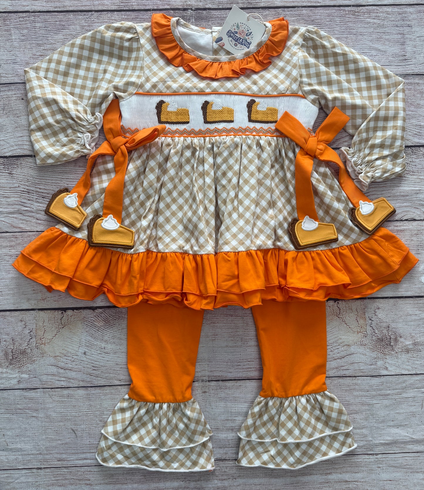HAND SMOCKED PUMPKIN PIE PANT SET / ETA LATE AUGUST (po224)