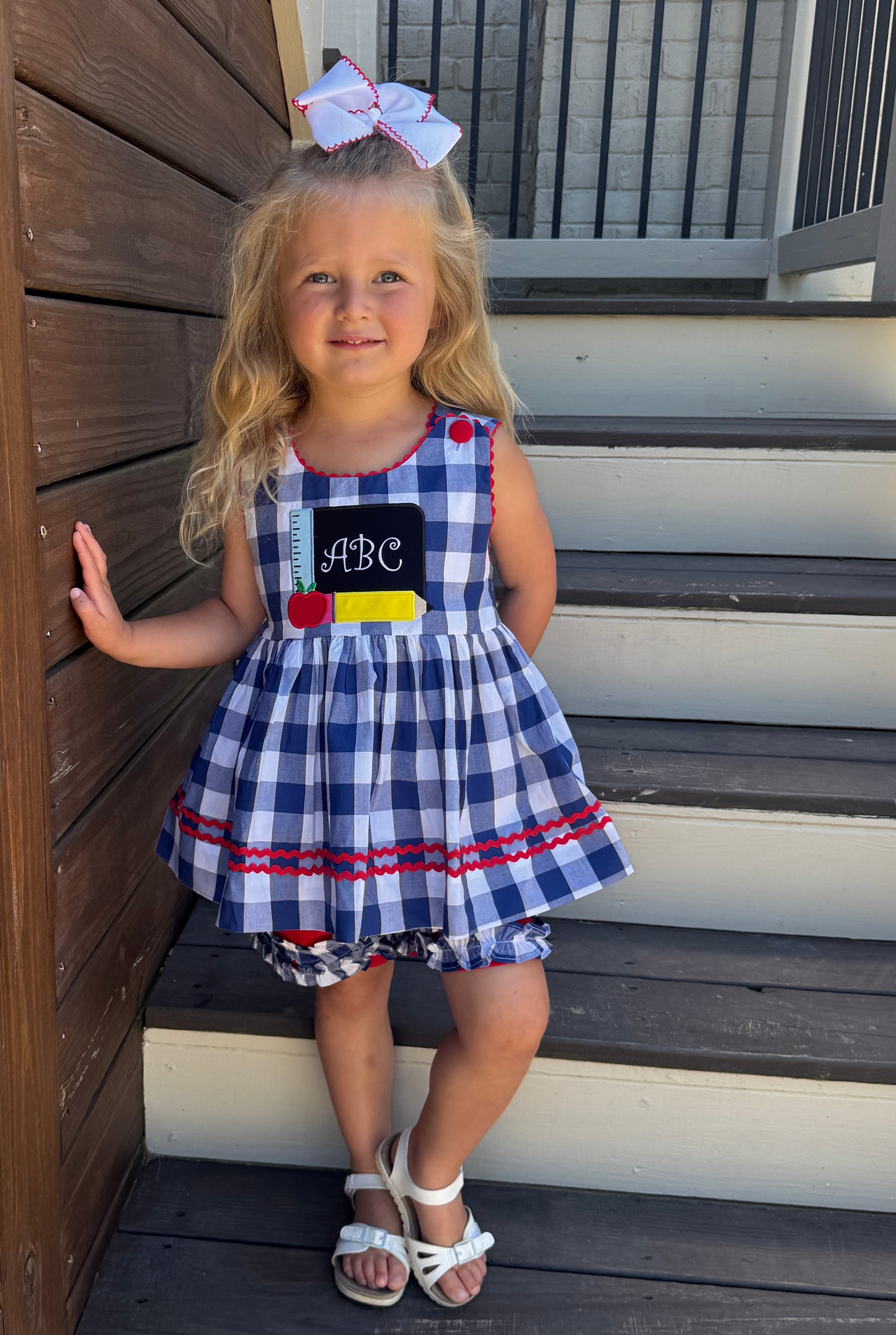 NAVY BUFFALO ABC CHALKBOARD SHORT SET EXTRAS (FULLY LINED) (po217 extras)
