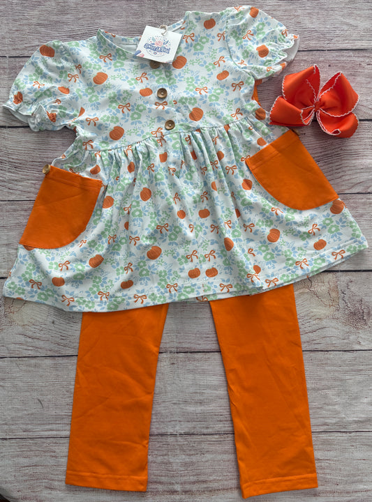 PUMPKINS & BOWS PANT SET w/ POCKETS // ETA MID TO LATE JULY (po222)