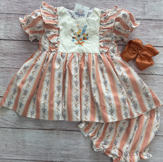HAND EMBROIDERED FALL FLORAL BLOOMER SET // ETA MID TO LATE JULY (po222)