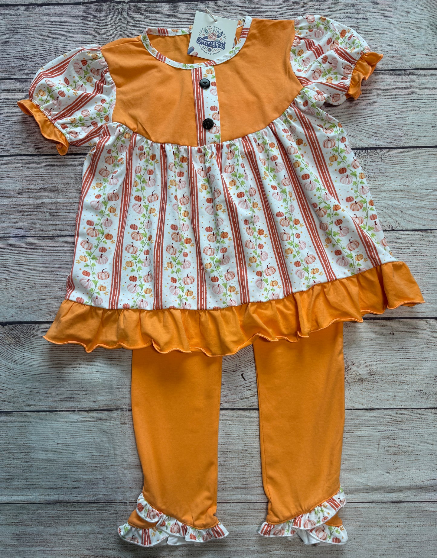 ORANGE & PINK STRIPE PUMPKIN PANT SET