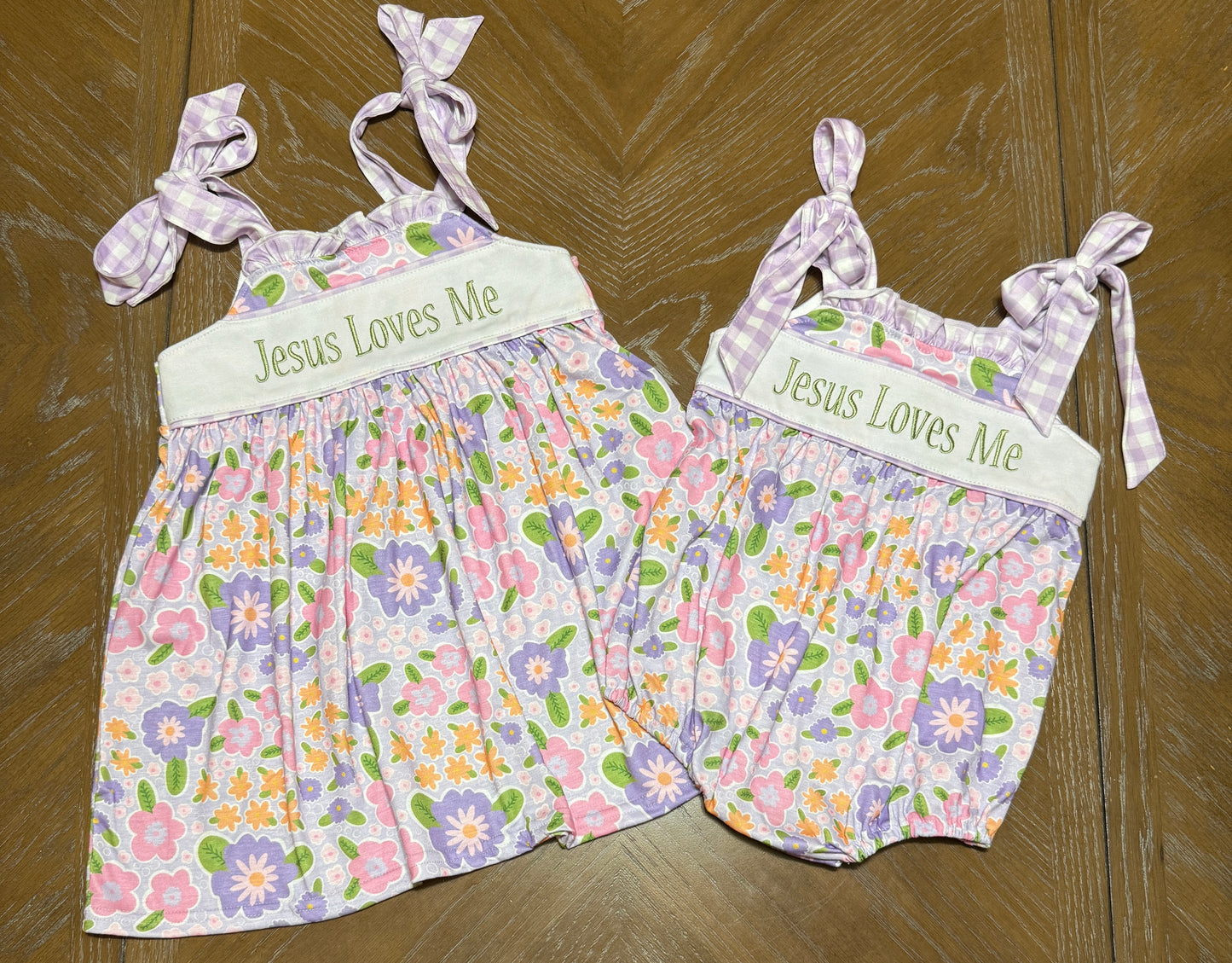 PURPLE FLORAL JESUS LOVES ME EMBROIDERY DRESS