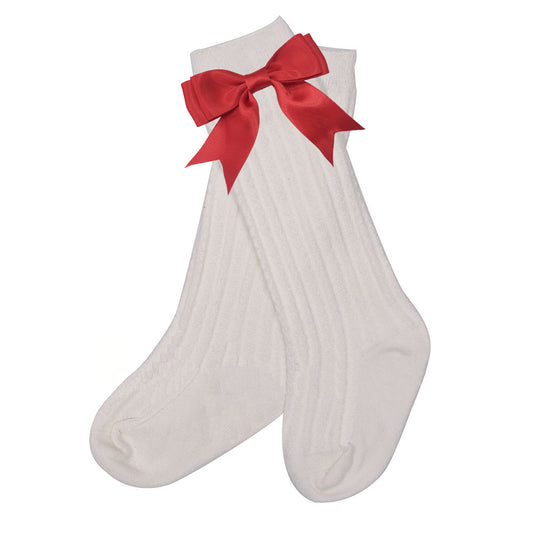 RED SATIN BOW SOCKS (ETA EARLY NOVEMBER) (po189 extras)