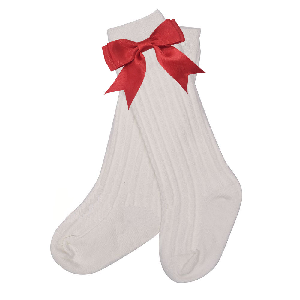 RED SATIN BOW SOCKS (order 210)