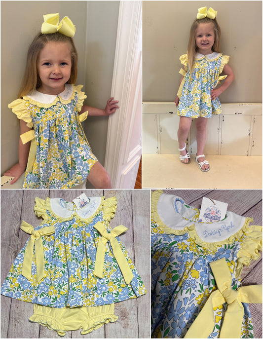 DADDY'S GIRL BLUE / YELLOW FLORAL KNIT BLOOMER SET EXTRAS (po213 extras)