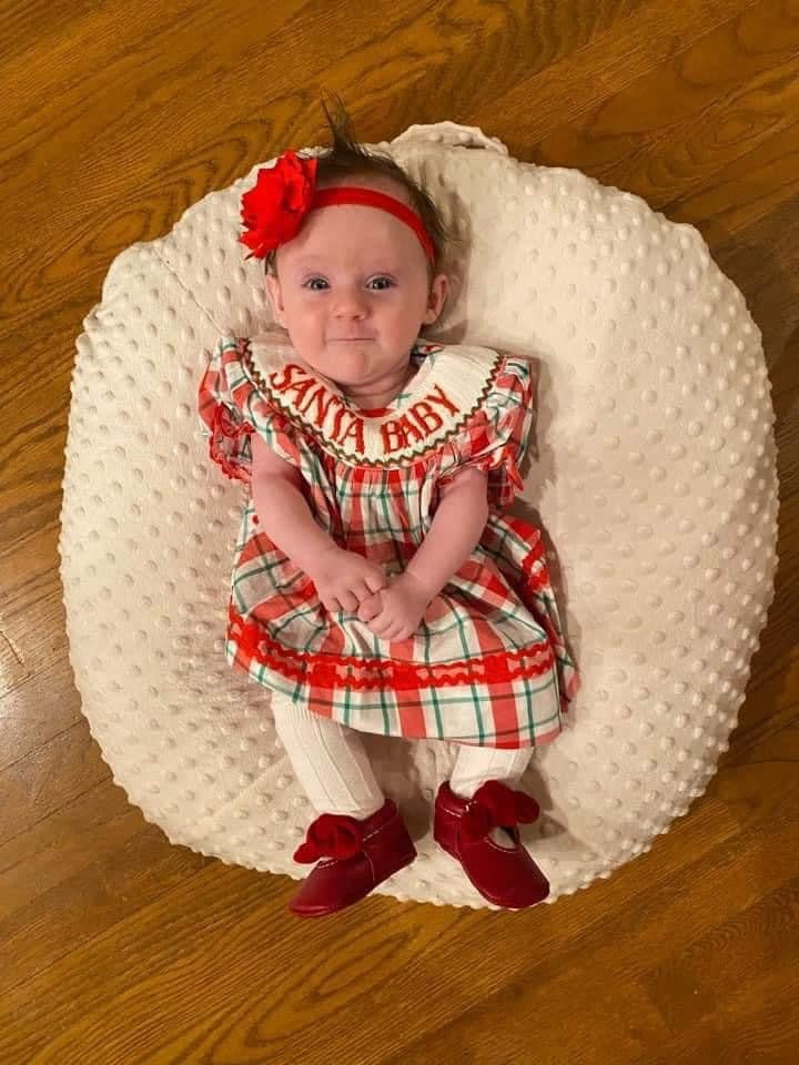 CHRISTMAS PLAID RUFFLE (SANTA  BABY ) BLOOMER SET (po182 extras)