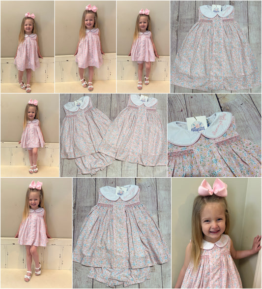 PINK FLORAL MOMMY'S GIRL COLLAR DRESS EXTRAS (FULLY LINED) (po213 extras)
