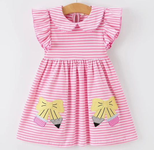 PINK STRIPE PENCIL POCKET DRESS // ETA MID MAY (school 3)