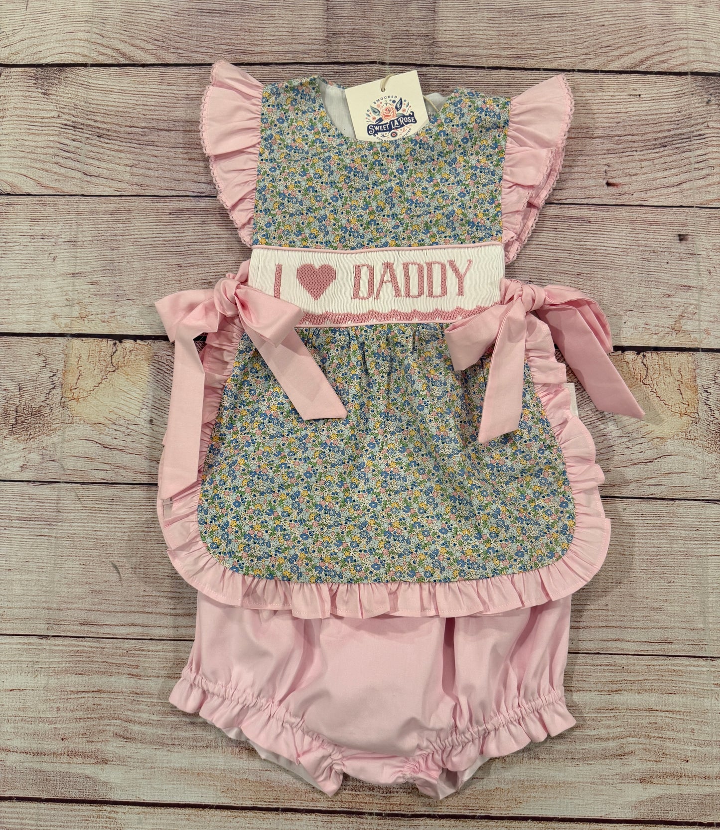 BLUE FLORAL ( I 💗 DADDY) APRON SET / /ETA MID TO LATE MAY // (po201 extras)