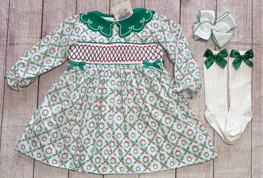 GREEN WREATH GEOMETRIC DRESS // ETA EARLY TO MID OCTOBER (po225)