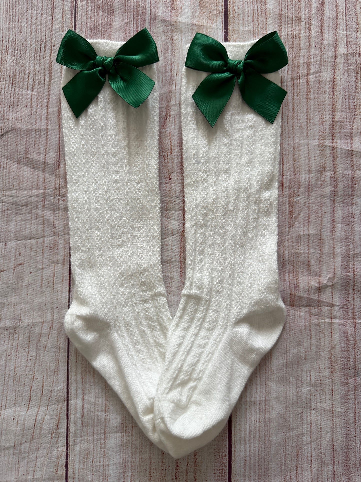 GREEN SATIN BOW SOCKS // ETA LATE SEPT TO EARLY OCT // (po206 extras)