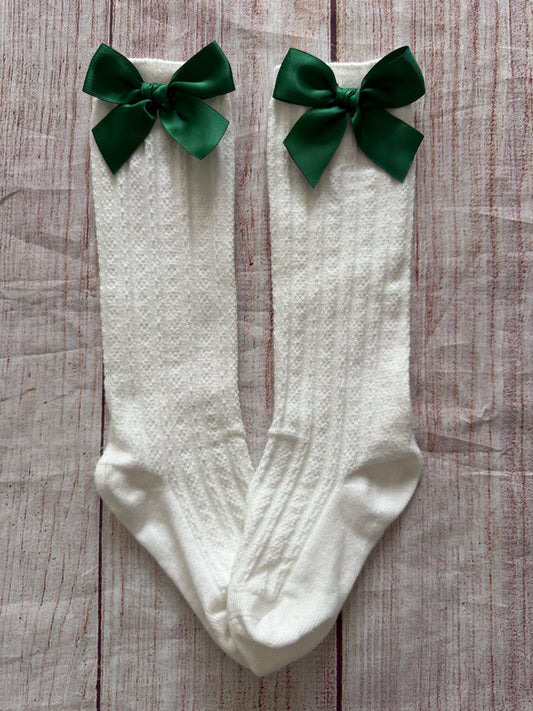 GREEN SATIN BOW SOCKS // ETA LATE SEPT TO EARLY OCT // (po206 extras)